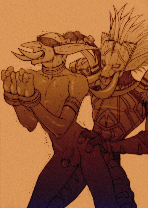 2boys male male_only rule34 troll_(warcraft) troll_male vol'jin world_of_warcraft yaoi