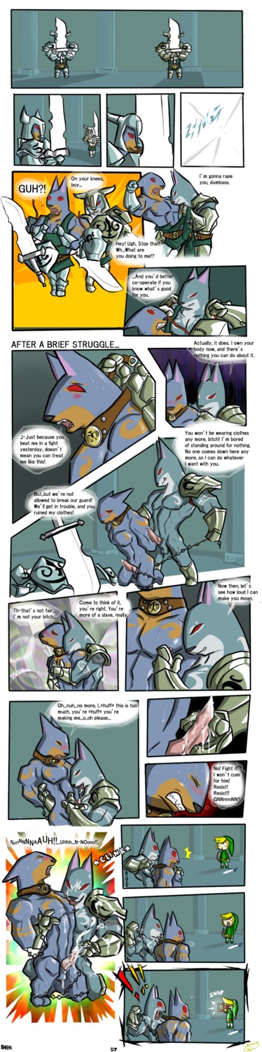 absurd_res anthro armor balls bdsm belly_lick blockage_(layout) blush bodily_fluids bondage bound camera canid canine canis caught_in_4k caught_in_the_act chain collar comic cum cumshot darknut dialogue dobermann domestic_dog dominant dominant_male duo_focus e621 ejaculation emanata embarrassed english_text erection exclamation_point explicitly_stated_nonconsent eyes_closed fangs flash_emanata forced forced_orgasm genital_fluids genitals grin group handjob hands_behind_back hi_res horizontal_blockage horizontal_staggering humiliation humor knot leash licking licking_abs link long_image male male/male mammal messy muscular muscular_dom muscular_male muscular_sub nintendo nipples nude onomatopoeia open_mouth orgasm outside_panel overlay_layer panel_overlap penile penis pictobox pinscher profanity rape red_eyes resisting_orgasm reverse_forced_handjob sex sheer_(artist) smile snap sound_effects staggering_(layout) standing submissive submissive_male sweat tall_image teeth text the_legend_of_zelda tongue tongue_out toon_link vertical_blockage wind_waker