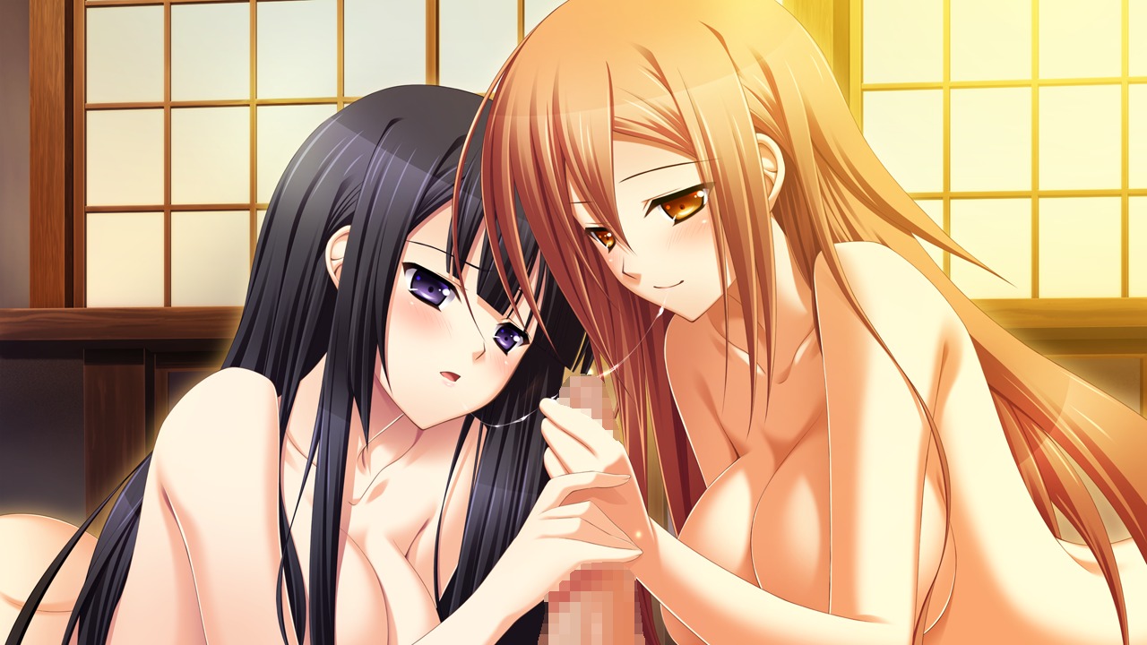 blush censored double_handjob female game_cg hachimori_hinoto handjob male orange_memories penis purple_software rule34 sasakura_miharu tagme zinno
