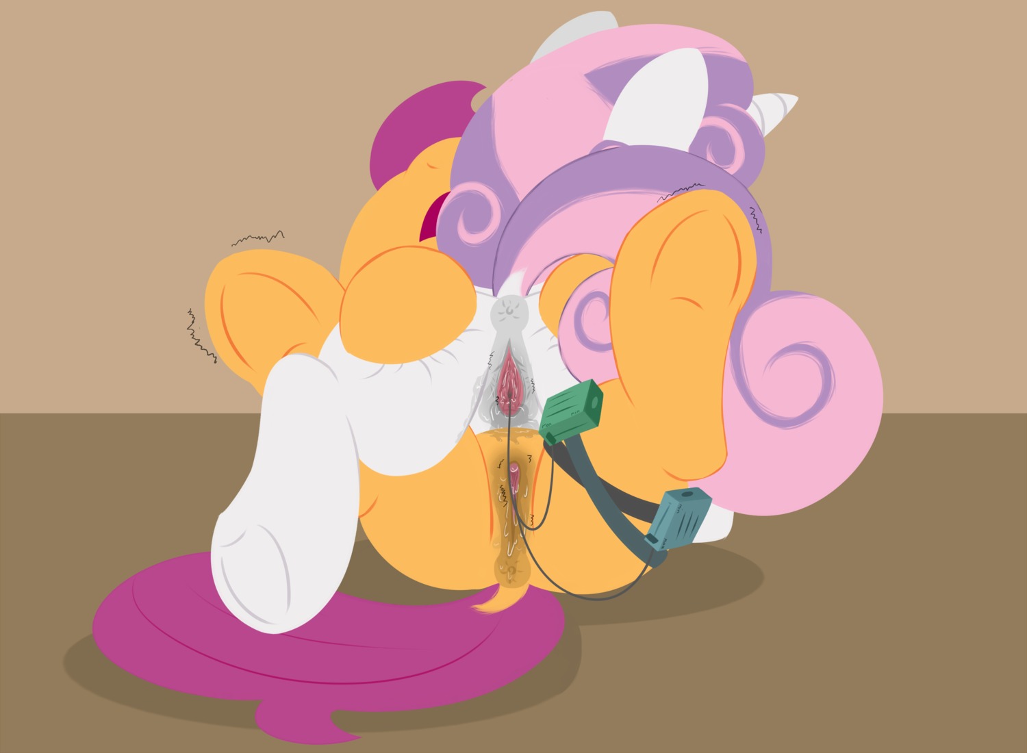 2013 animal_genitalia animal_vulva anus bodily_fluids dtcx97 duo e621 equid equine equine_genitalia equine_vulva female female/female feral friendship_is_magic fur genital_fluids genitals hair hasbro hi_res hooves horn horse lying mammal multicolored_hair my_little_pony mythological_creature mythological_equine mythology on_back orange_body orange_fur penetration pony purple_hair scootaloo_(mlp) sex_toy spread_vulva spreading sweetie_belle_(mlp) two_tone_hair unicorn vaginal vaginal_fluids vibrator vulva white_body white_fur young young_feral young_on_young
