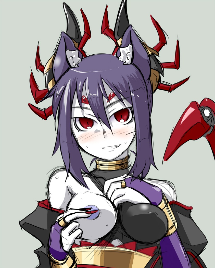 anime_nose arachne arachne_(shinrabanshou) breasts clothing erect_nipples erect_nipples_under_clothes female medium_breasts nipples pointy_chin rule34 shinrabanshou tagme