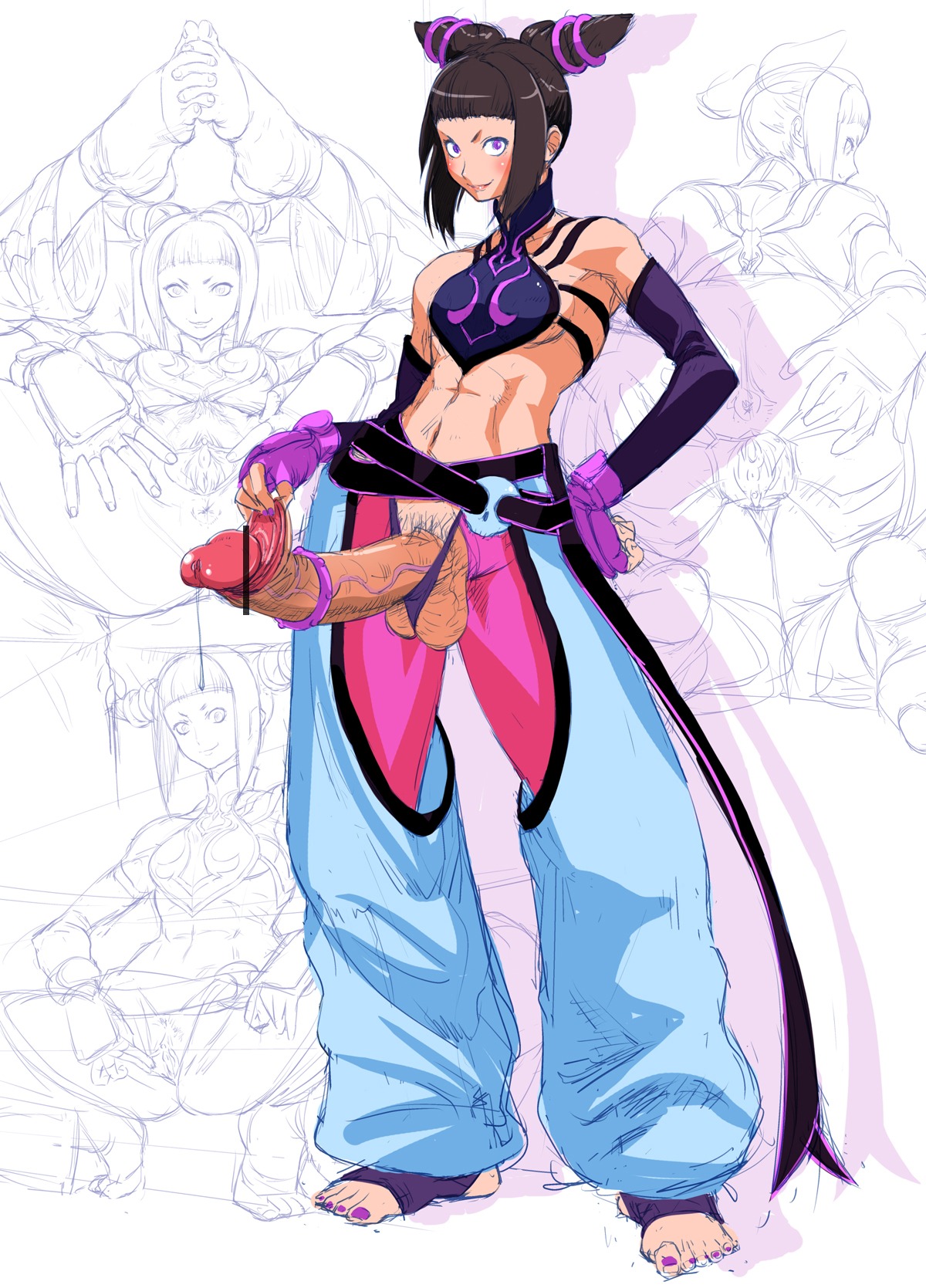 1futa abs anus ass balls bar_censor barefoot black_hair capcom censor_bar censored cosine detached_sleeves feet fingerless_gloves futanari gloves highres human intersex juri_han looking_back nail_polish on_back penis pointless_censoring precum pubic_hair purple_eyes purple_nails pussy rule34 sketch solo_futa spread_ass spread_pussy squatting straight_hair street_fighter street_fighter_iv testicles toes