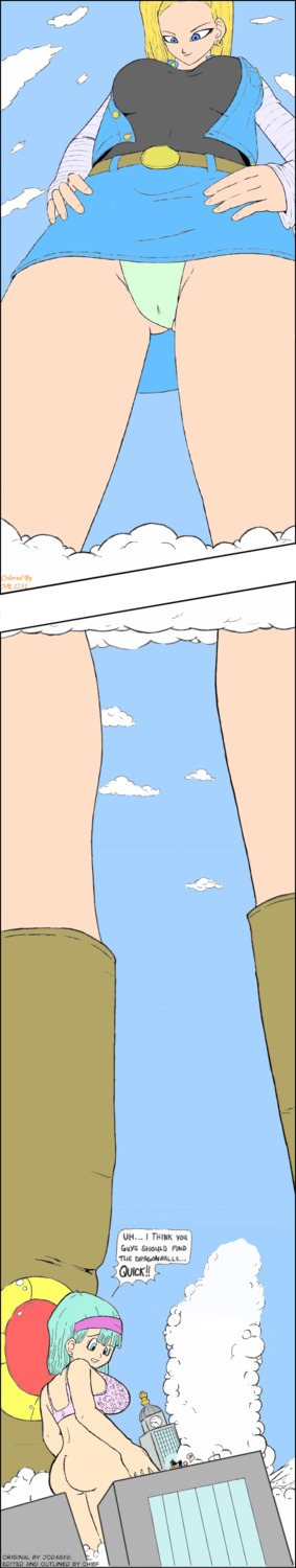 android_18 ass bulma bulma_(dragon_ball) bulma_briefs chief color colored dragon_ball dragon_ball_z edit female giantess human jodagee krillin kuririn male rule34 smooth_skin son_goku uncensored vegeta