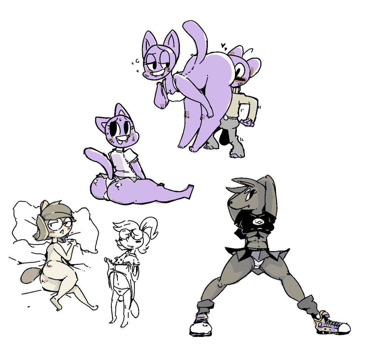 cartoon_network crossover eileen_roberts female gumball_watterson machetesaga nicole_watterson nude pantyshot regular_show rule34 straight_hair tagme the_amazing_world_of_gumball