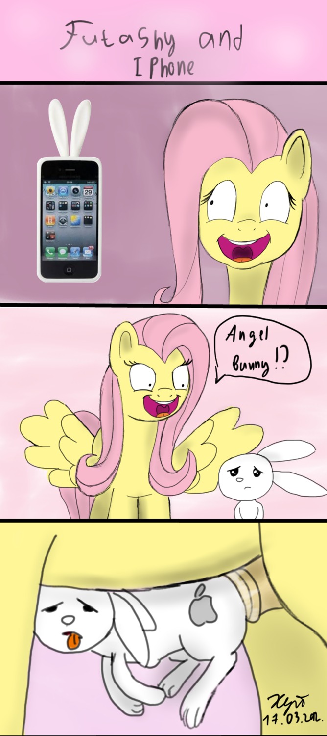 2012 angel_bunny animal_genitalia animal_penis equine female feral fluttershy_(mlp) friendship_is_magic futanari hasbro horse horsecock intersex lagomorph male my_little_pony mythological_creature mythological_equine mythology pegasus penis pony rabbit rule34 smooth_skin xyi