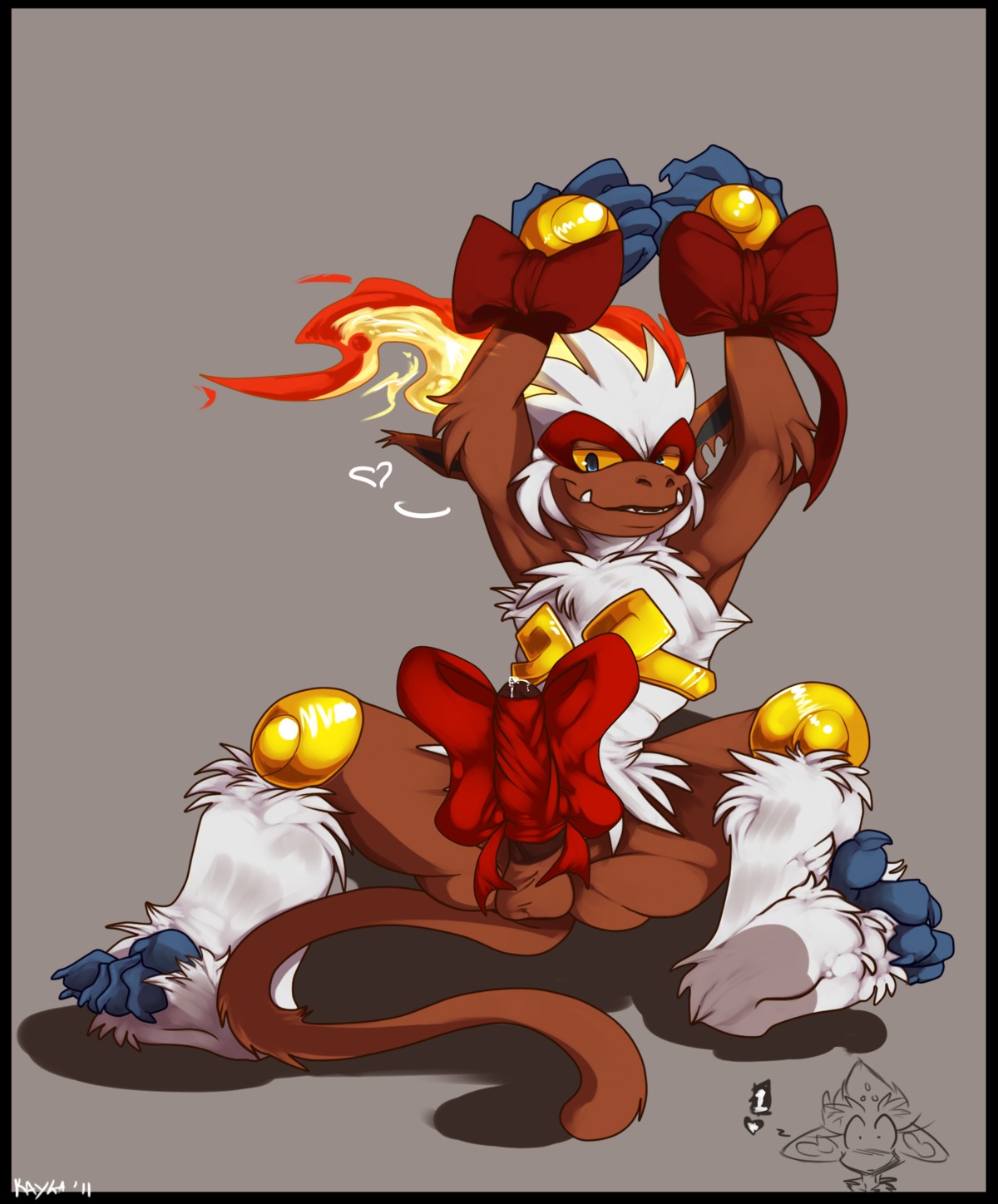 bondage bound haplorhine infernape male male_only mel_the_hybrid monkey penis pokemon pokemon_(species) pokemon_bw pokemon_dppt primate ribbons rule34 simisage