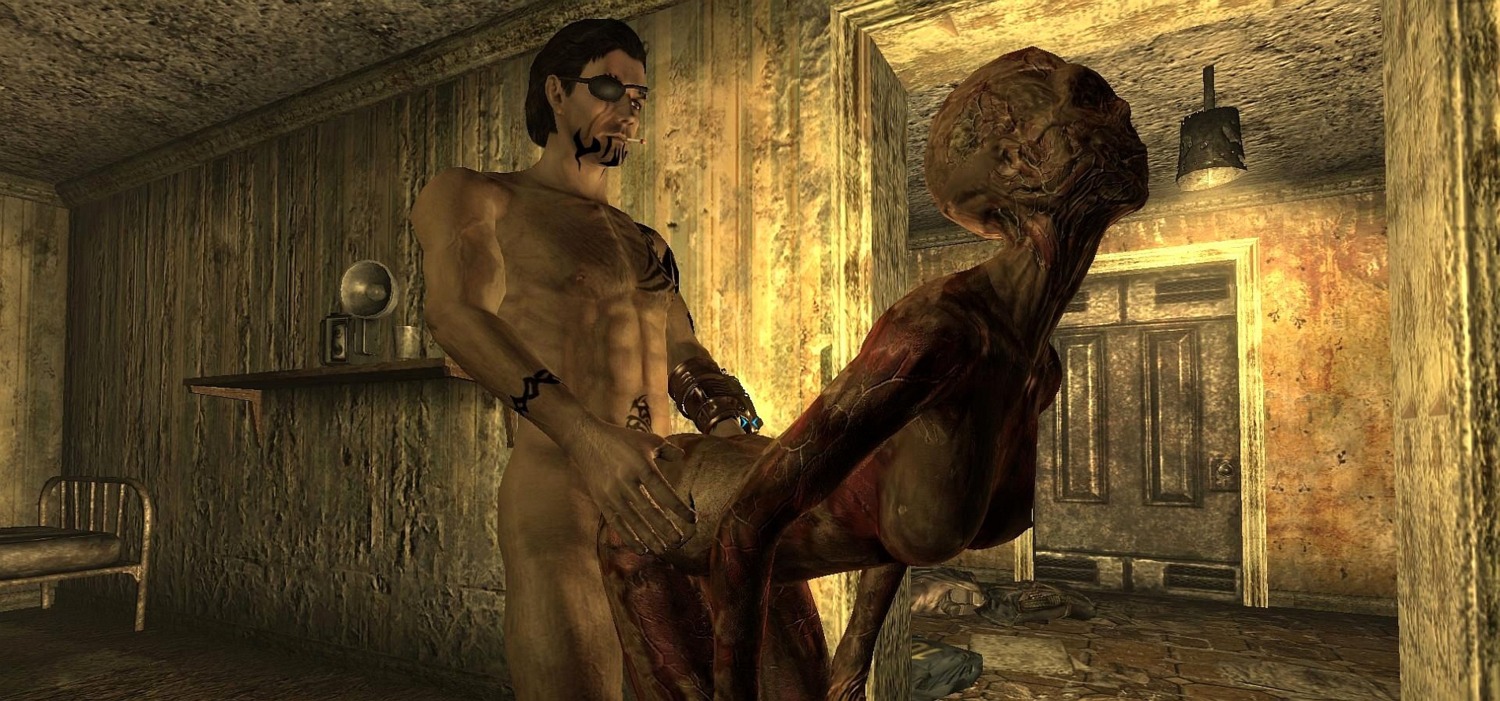 1boy 1girls 3d bethesda_softworks breasts fallout fallout_3 female ghoul_(fallout) human lone_wanderer male monster post-human rule34 sex straight