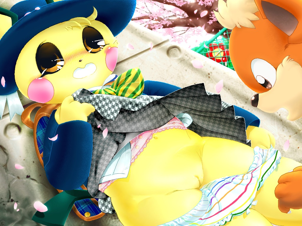 4:3 4_fingers anthro big_eyes black_nose blush blush_lines blush_stickers bottomwear bow_(feature) brown_eyes clothed clothing clothing_lift clothing_pull crotch_lines digital_media_(artwork) duo e621 female fingers frilly g-sun generation_1_pokemon generation_2_pokemon genitals growlithe hat headgear headwear innie_vulva loli mammal navel nervous nintendo oekaki panties panties_down panty_pull partially_clothed pattern_bottomwear pattern_clothing pattern_panties pattern_underwear pichu pixel_(artwork) pokemon pokemon_(species) presenting presenting_vulva public public_exposure rodent skirt skirt_lift slightly_chubby solo_focus striped_bottomwear striped_clothing striped_panties striped_underwear stripes underwear underwear_down underwear_pull vulva young young_anthro