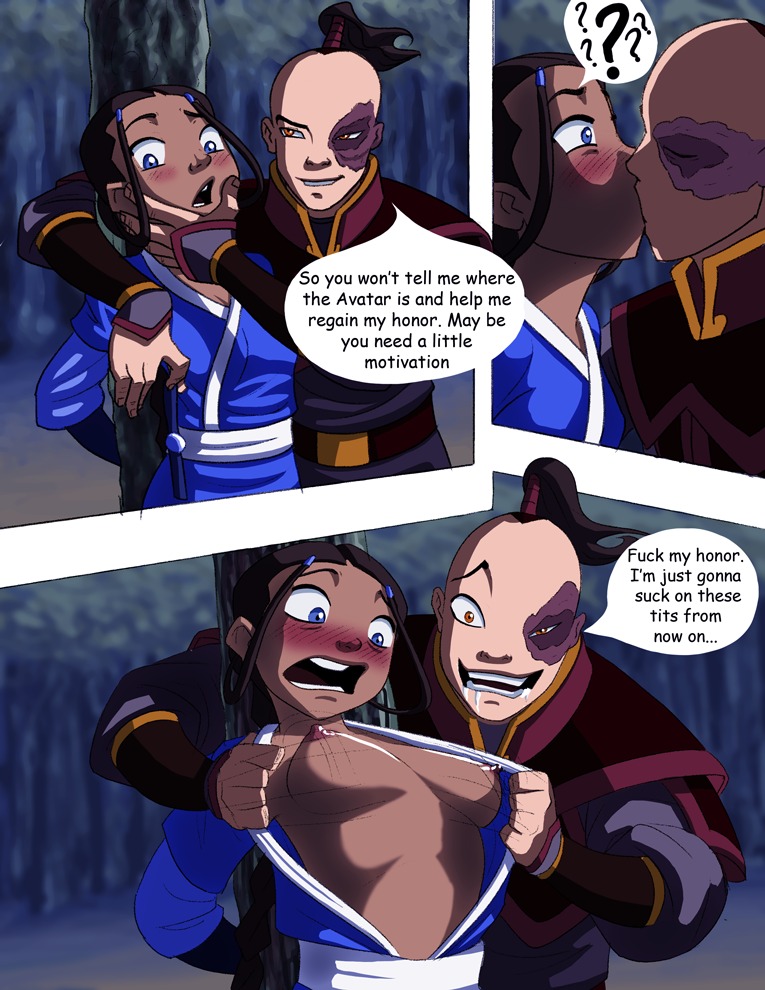 1boy 1girls avatar_the_last_airbender blue_eyes blush bondage bound bound_arms bound_to_tree brainiacx breasts burn_scar captured clothing color comic dark-skinned_female dark_skin digital_media_(artwork) drooling erect_nipples exposed_breasts exposing face_grab female femsub forced forced_kiss forest hand_on_another's_face human imminent_rape interracial katara kissing male maledom molestation nickelodeon nipples open_clothes open_mouth open_shirt panels rape rape_face restrained rule34 scar small_breasts speech_bubble straight text tied tied_to_tree tied_up tree trees water_tribe zuko