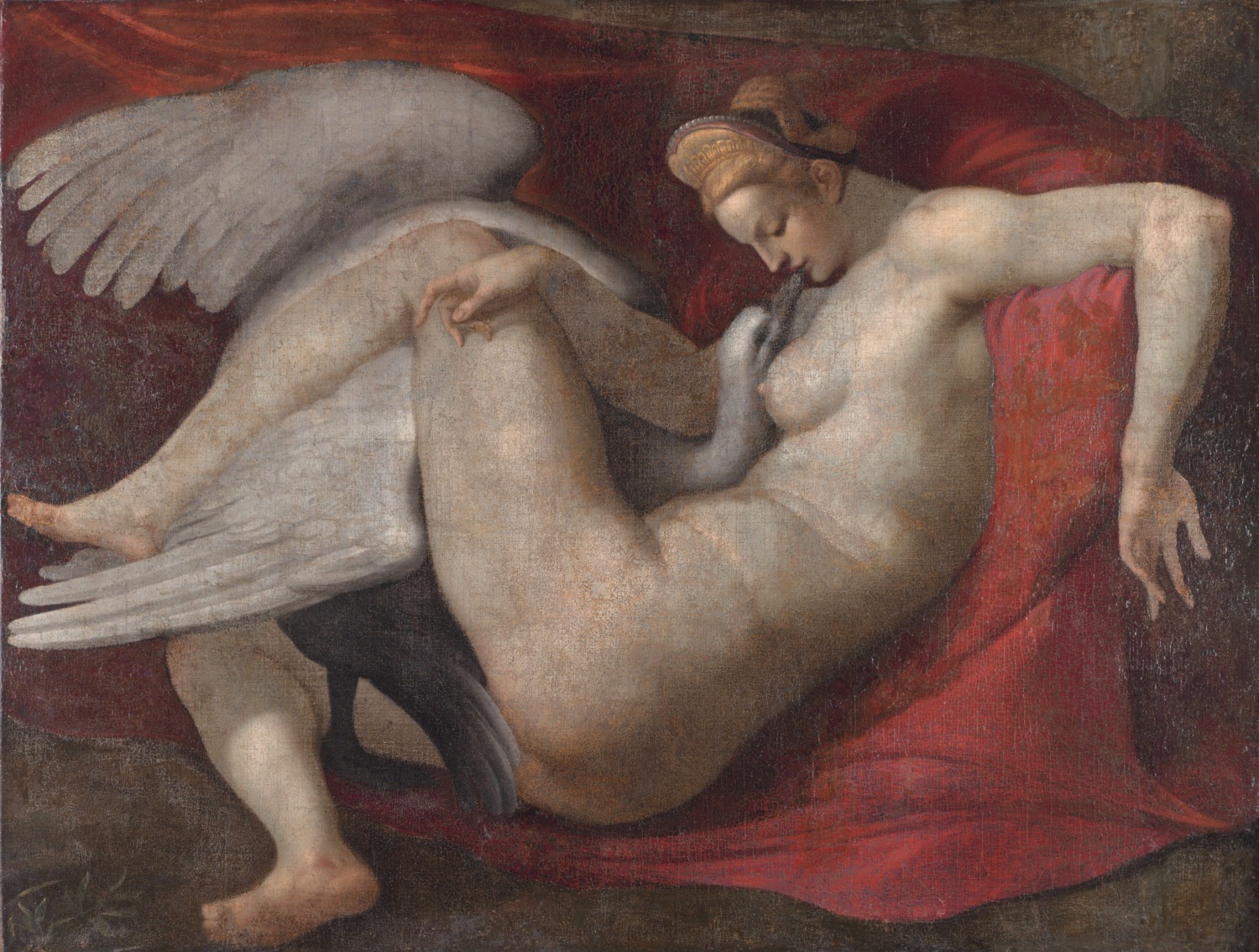 1530 16th_century absurd_res anatid ancient_art anseriform anserine areola avian beak bestiality between_breasts bird breasts deity duo e621 european_mythology feathered_wings feathers female female_on_feral feral formal_art from_front_position greek_mythology hi_res human human_on_feral interspecies leda leda_and_the_swan lying male male/female male_on_human mammal michelangelo_di_lodovico_buonarroti_simoni missionary_position mythology nipples nude on_back painting_(artwork) princess public_domain renaissance romantic romantic_couple rosso_fiorentino royalty sex side_view swan traditional_media_(artwork) what_has_art_done wings zeus