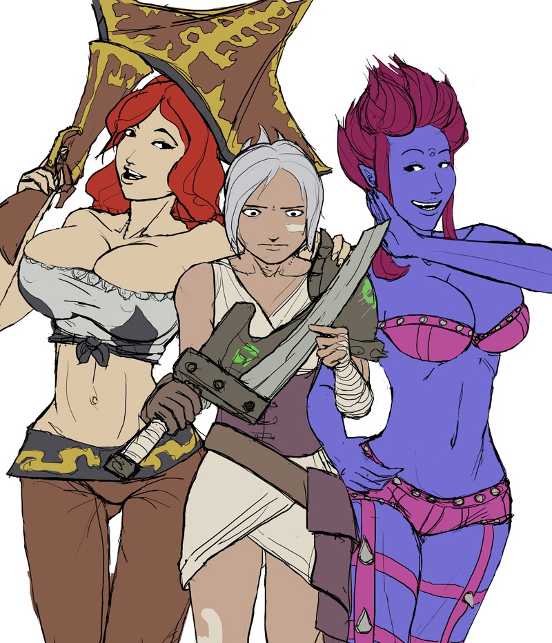 aka6 evelynn female league_of_legends miss_fortune riven rule34