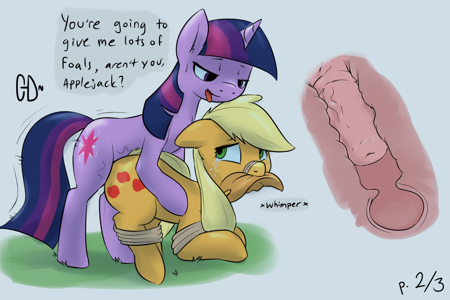 3:2 animal_genitalia animal_penis applejack_(mlp) atrolux bodily_fluids bound conditional_dnp crying dialogue digital_media_(artwork) duo e621 earth_pony english_text equid equine equine_genitalia equine_penis erection female female_penetrated feral forced friendship_is_magic from_behind_position fur genitals gynomorph gynomorph/female gynomorph_penetrating gynomorph_penetrating_female hair hasbro hi_res horn horse internal intersex intersex/female intersex_penetrating intersex_penetrating_female mammal multicolored_hair my_little_pony mythological_creature mythological_equine mythology nude penetration penile penile_penetration penis penis_in_vagina pony purple_body purple_fur purple_hair rape sex tail tears text twilight_sparkle_(mlp) two_tone_hair unicorn uterus vaginal vaginal_canal vaginal_penetration