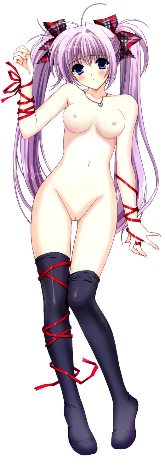 blue_eyes blush breasts female hair_ribbon high_resolution jewelry long_hair looking_at_viewer navel necklace nude nude_filter primula purple_hair pussy ribbon rule34 shuffle! solo suzuhira_hiro tied_hair twintails uncensored