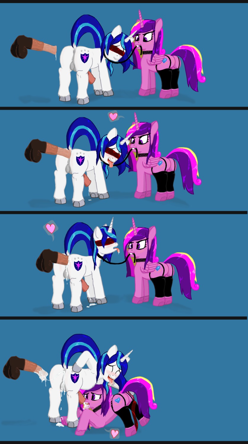 absurd_res anal anal_penetration animal_genitalia animal_penis anus backsack balls bisexual blindfold blush bodily_fluids butt collar comic cum cum_in_ass cum_in_mouth cum_inside cutie_mark duo_focus e621 equid equine equine_genitalia equine_penis erection feathered_wings feathers female feral foxfoxplz friendship_is_magic fur genital_fluids genitals group hair hasbro heart_symbol hi_res horn leash letterbox male male/female male/male male_penetrated male_penetrating male_penetrating_male mammal mostly_nude multicolored_hair my_little_pony mythological_creature mythological_equine mythology nude open_mouth penetration penis pink_body pink_fur princess_cadance_(mlp) purple_eyes raised_tail sex shining_armor_(mlp) simple_background submissive submissive_male tail tongue tongue_out two_tone_hair unicorn white_body white_fur winged_unicorn wings