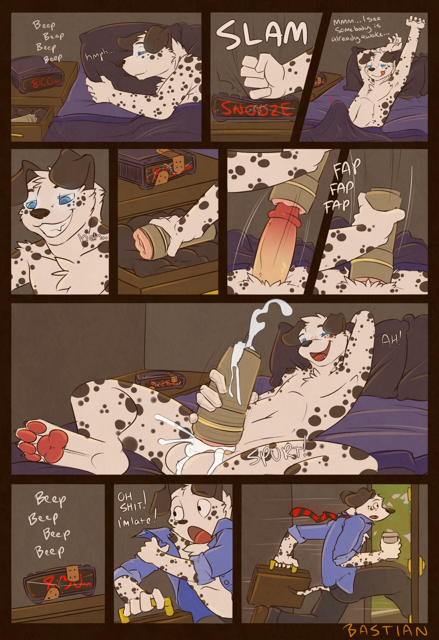 4_toes alarm_clock anthro balls beverage biped black_body black_fur black_spots blush bodily_fluids bulge canid canine canis claws clock coffee comic cum cum_in_sex_toy cumshot dalmatian digital_media_(artwork) digitigrade domestic_dog e621 ejaculation erection feet food fur genital_fluids genitals hi_res higsby hindpaw humanoid_genitalia humanoid_penis licking licking_lips licking_own_lips lying male mammal markings masturbation morning_wood nude on_back orgasm pawpads paws penetrable_sex_toy penile penile_masturbation penis self_lick sex_toy soles solo spots spotted_body spotted_fur spread_legs spreading tail tenting toes tongue tongue_out white_body white_fur
