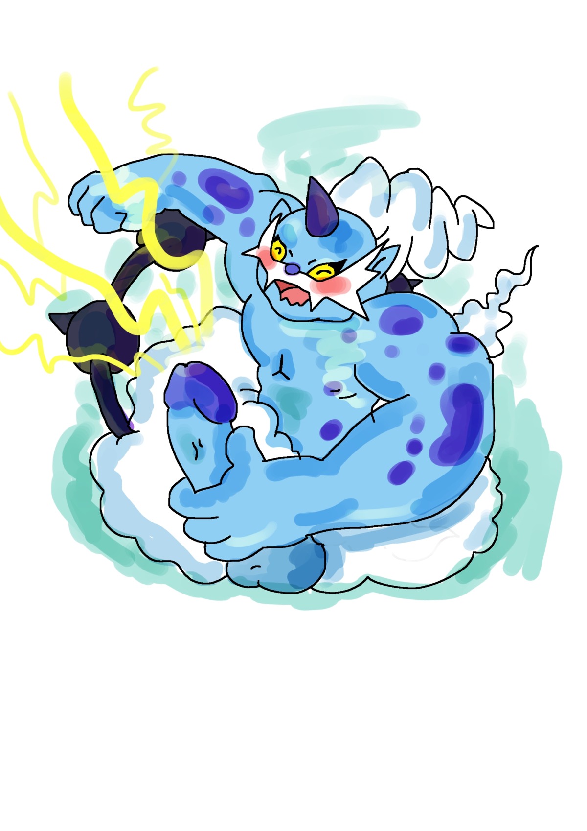 closed_eyes lightning male masturbation orgasm penis pokemon rule34 thundurus