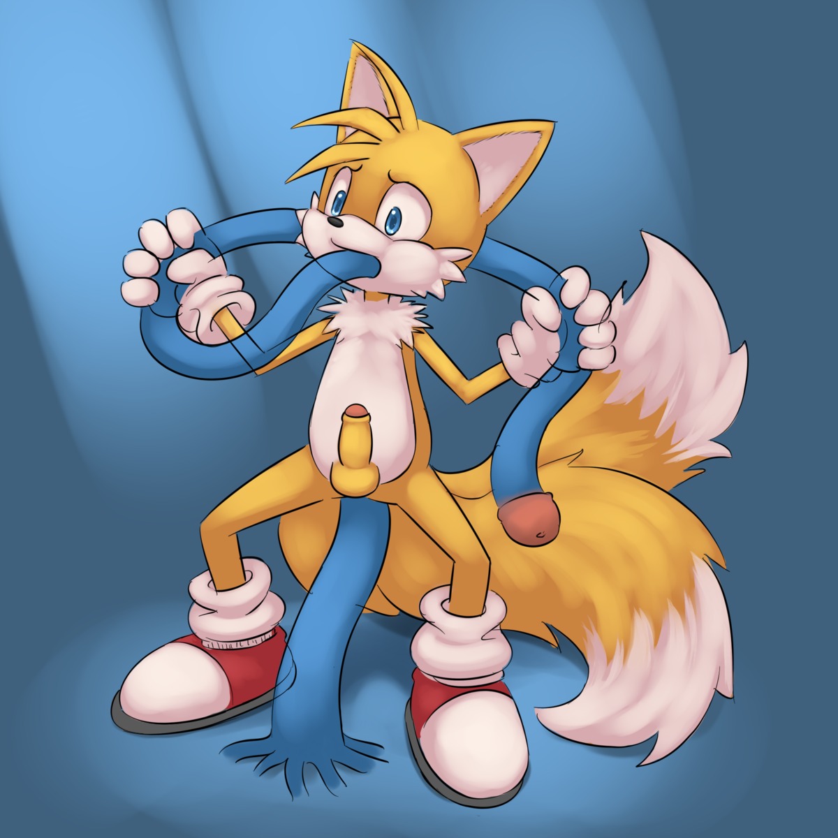 1:1 all_the_way_through anal anal_penetration anal_threading anthro balls biped canid canine clothing e621 erection footwear forced forced_exposure forced_gag forced_penetration forced_spreading foreskin fox genitals hi_res humanoid_genitalia humanoid_penis male mammal miles_prower partially_retracted_foreskin penetration penis penis_tentacles rape sega sex shoes solo sonic_the_hedgehog_(series) supremekitten tentacle_penetration tentacles threaded_by_tentacle young young_anthro