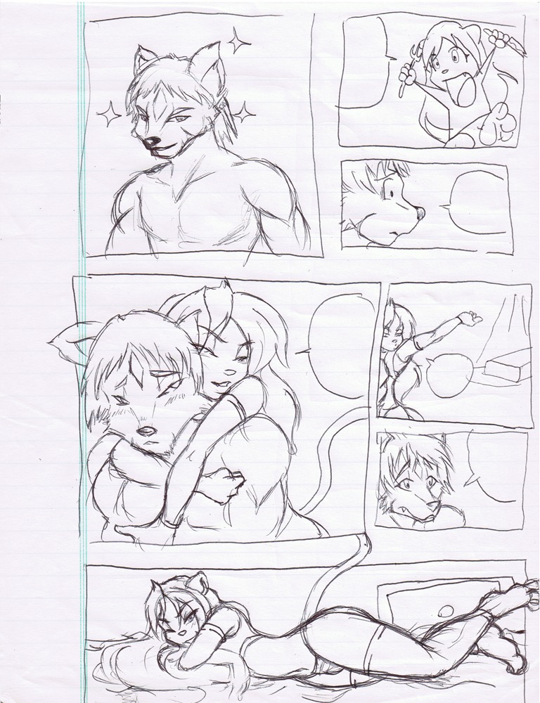 acacia_prium anthro black_and_white canid canine clothed clothing comic crossdressing dialogue duo e621 empty_speech_bubble felid femboy legwear lion male male/male mammal monochrome pantherine pen_(artwork) sketch speech_bubble stockings tail theblackrook traditional_media_(artwork) wide_hips