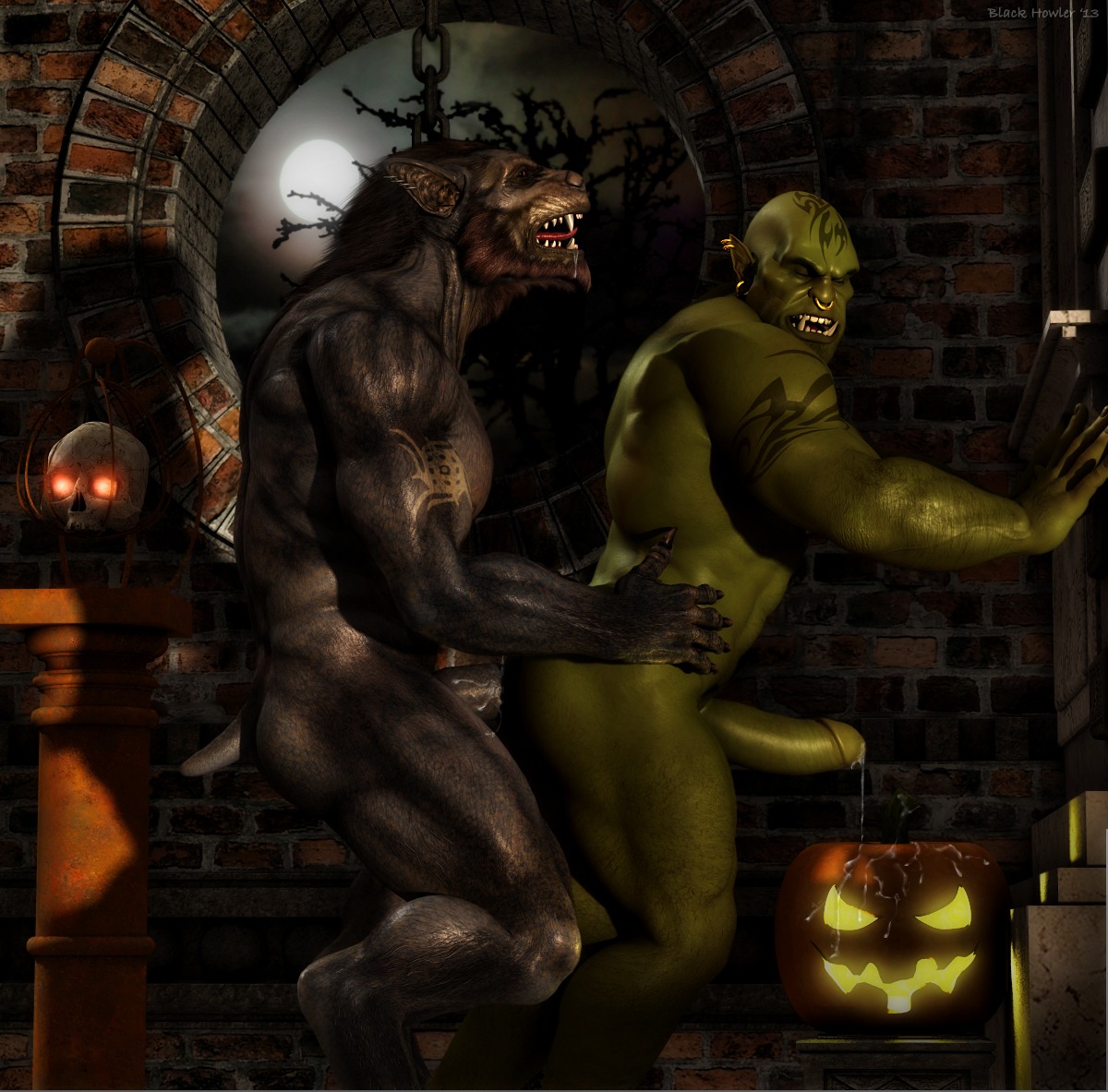 3d_(artwork) abs anal anal_penetration anthro bald biceps big_muscles big_penis black_body black_fur black_howler black_penis bodily_fluids canid canine claws cum cum_in_ass cum_inside digital_media_(artwork) digitigrade drooling duo e621 ear_piercing erection eyes_closed facial_piercing food from_behind_position fruit fur genital_fluids genitals glowing green_body green_penis green_skin halloween hands_on_another's_hips hands_on_hips holidays humanoid humanoid_genitalia humanoid_penis jack-o'-lantern lycaeous male male/male male_penetrated male_penetrating male_penetrating_male mammal moon muscular muscular_male mythological_canine mythological_creature mythology nose_piercing nose_ring nude open_mouth orc pecs penetration penis piercing plant pose precum pumpkin red_eyes ring_piercing saliva septum_piercing sex sharp_teeth side_view standing tattoo teeth tongue tusks werecanid werecanine werecreature werewolf zugrak