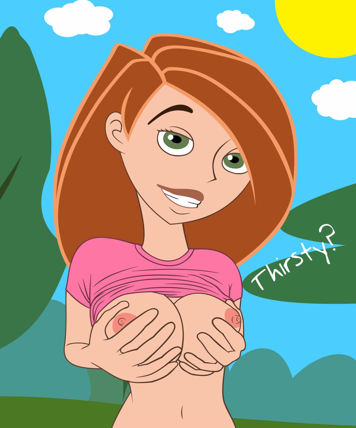 breasts disney female female_only human kim_possible kimberly_ann_possible nipples randomrandom rule34 solo straight_hair