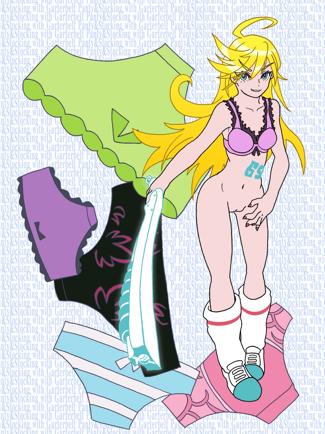 casual clothing female pale_skin panties panty_&amp;_stocking_with_garterbelt panty_anarchy rule34 tagme underwear