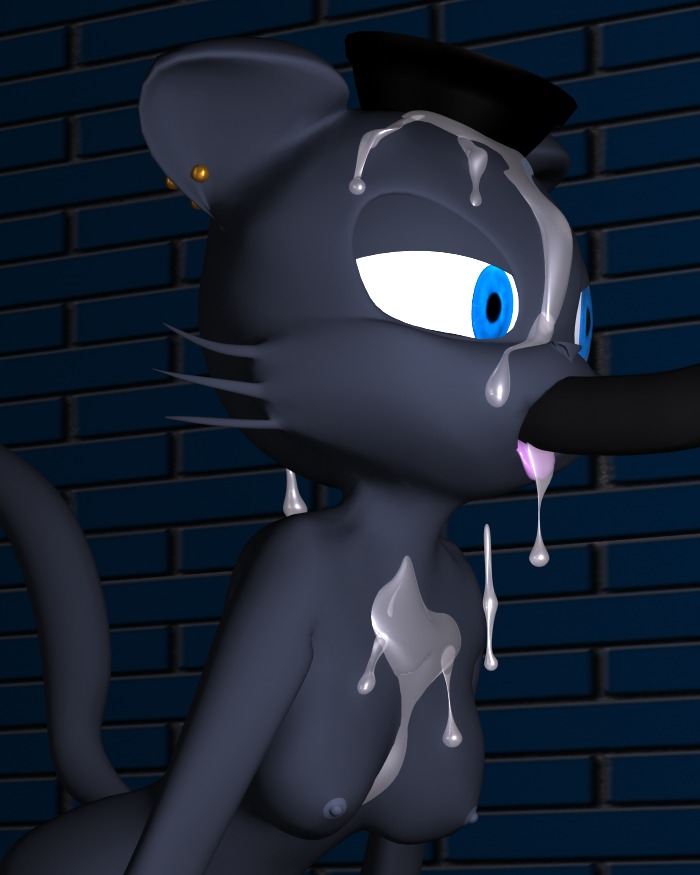 2012 3d_(artwork) 4:5 anthro black_body black_fur blue_eyes bodily_fluids bowl breasts container cum cum_in_mouth cum_inside cum_on_breasts cum_on_face cum_on_tongue destiny_(character) destiny_blackmoon digital_media_(artwork) domestic_cat drinking drinking_cum duo e621 ear_piercing erection felid feline felis fellatio female female_penetrated fur genital_fluids genitals male male/female male_penetrating male_penetrating_female mammal nipples nude oral oral_penetration penetration penile penis piercing sex solo_focus swallowing tail tongue