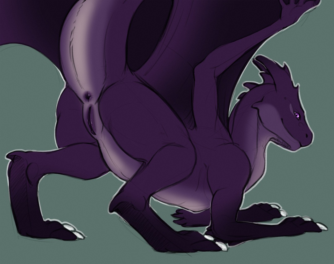 3_toes all_fours anus butt claws conditional_dnp dragon e621 feet female feral genitals green_background horn looking_at_viewer looking_back membrane_(anatomy) membranous_wings mythological_creature mythological_scalie mythology presenting presenting_hindquarters presenting_vulva purple_body purple_eyes purple_skin quadruped raised_tail scalie simple_background solo spread_wings tail toes tojo_the_thief vulva wings