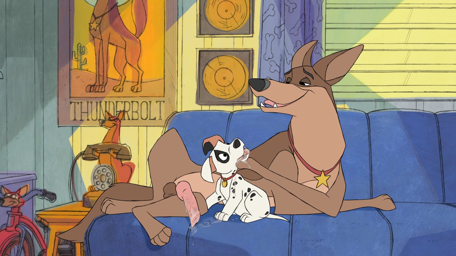 101_dalmatians 16:9 adult_on_young after_oral age_difference ambiguous_gender animal_genitalia animal_penis balls bicycle bodily_fluids canid canine canine_genitalia canine_penis canis collar cum cum_in_mouth cum_inside dalmatian detailed_background disney domestic_dog duo e621 erection fellatio feral feral_on_feral fur genital_fluids genitals german_shepherd herding_dog hi_res knot larger_male lying male male/ambiguous male_(lore) mammal nude older_male on_model on_side open_mouth oral pastoral_dog patch_(101_dalmatians) penile penis poster quadruped sex size_difference smaller_ambiguous smile star tail the_giant_hamster thunderbolt_(101_dalmatians) tongue tongue_out toony vehicle widescreen young young_feral younger_ambiguous