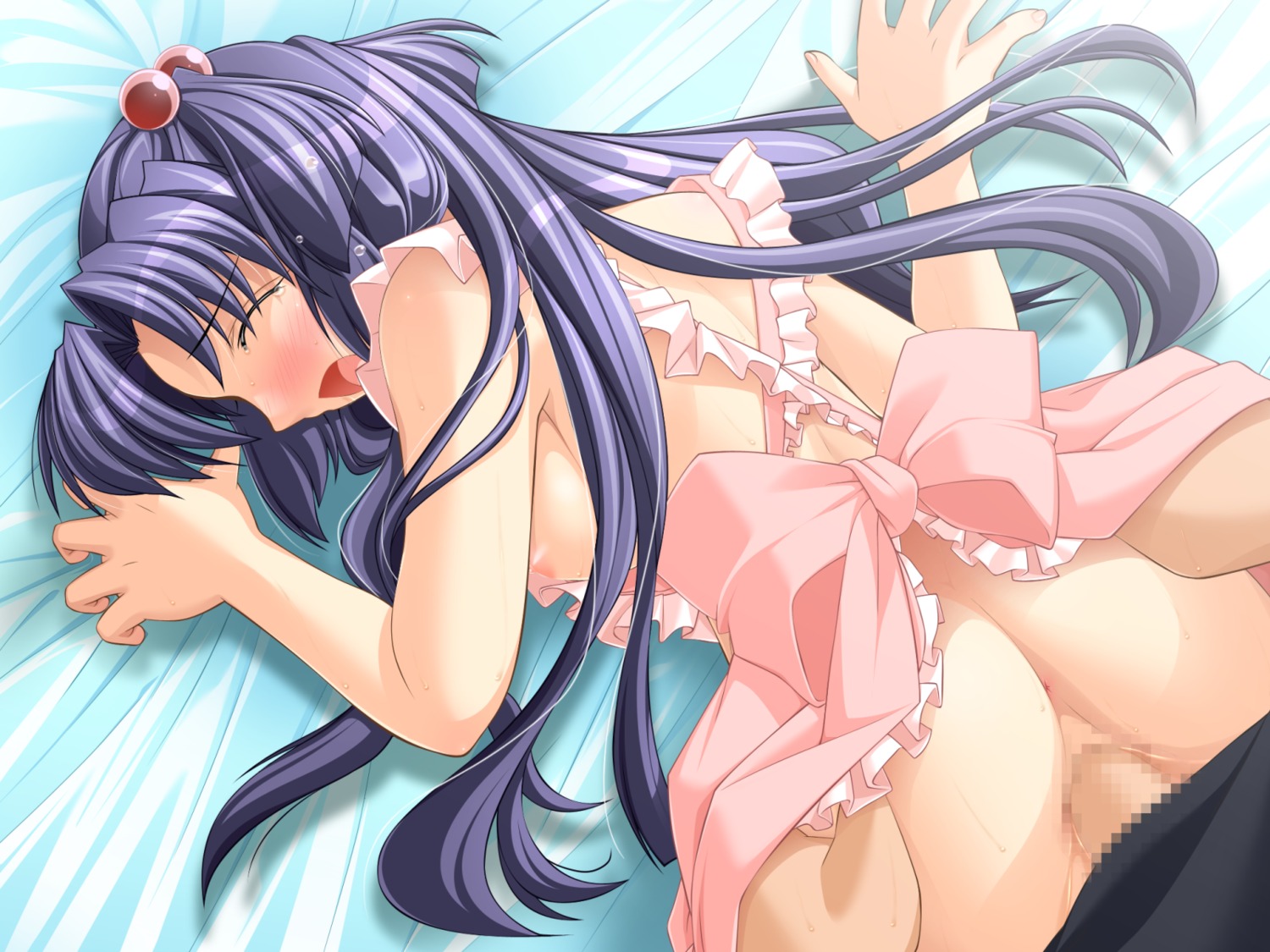 apron ass breasts censored clannad clothing female game_cg hadaka_apron ichinose_kotomi medium_breasts naked_apron nipples rule34 sex watsuki_ayamo watsukiya