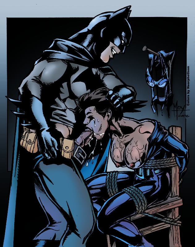 00s 1boy 1girls 2000s 2006 batman batman_(bruce_wayne) batman_(series) big_breasts bondage breasts bruce_wayne catwoman crying dc dc_comics fellatio female forced_oral head_grab jeff_moy male nearphotison oral penis rape restrained rope rule34 selina_kyle smile tears uncensored