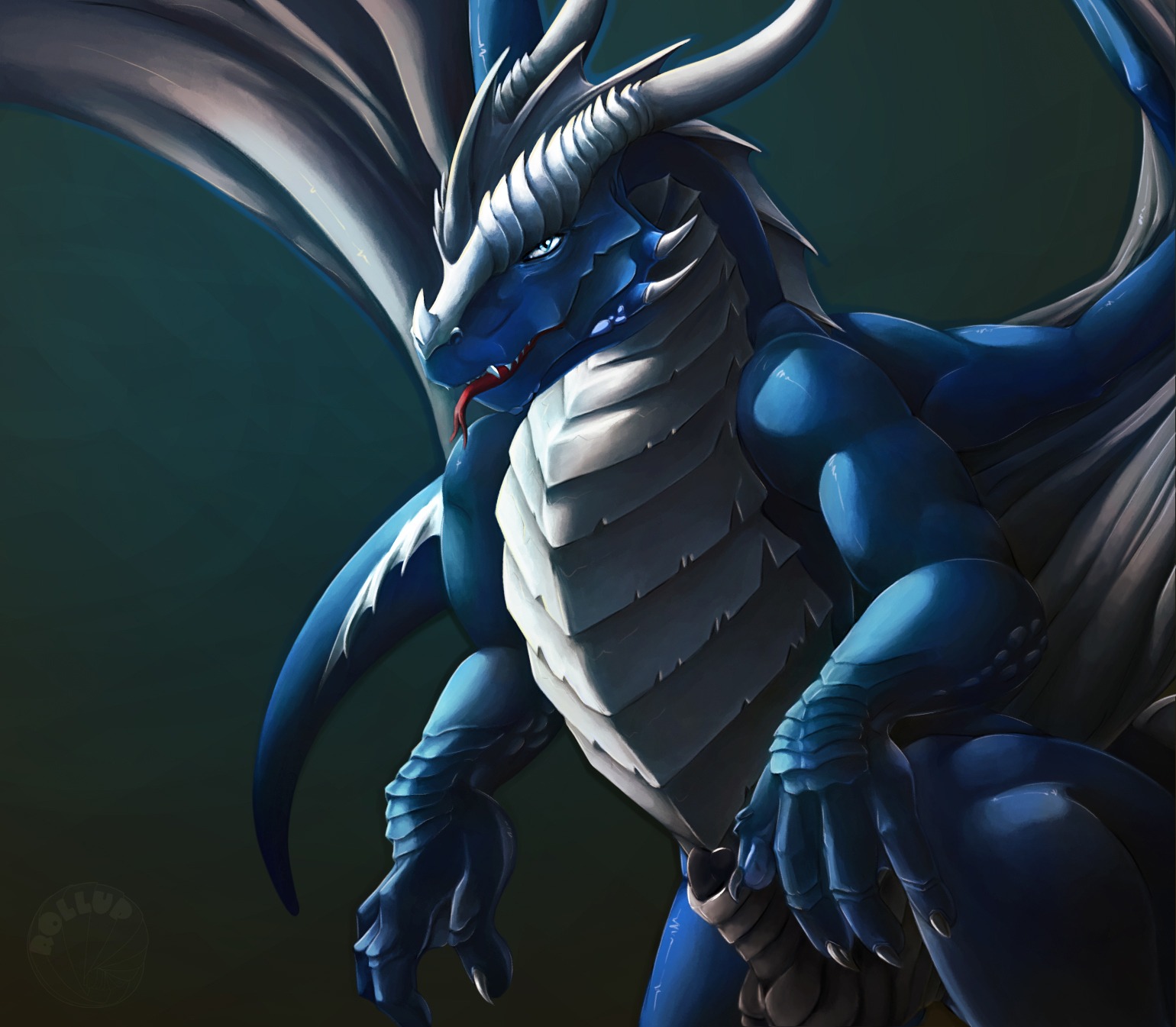 2014 animal_genitalia balls biceps black_penis blue_body blue_eyes blue_skin claws darkness detailed dragon e621 european_mythology exto fangs feral forked_tongue genitals hairless hi_res horn looking_at_viewer male membrane_(anatomy) membranous_wings multicolored_body multicolored_skin muscular muscular_feral muscular_male mythological_creature mythological_scalie mythology non-mammal_balls nude penis penis_tip pose rumiir scales scalie sheath solo standing tail teeth tongue tongue_out two_tone_body two_tone_skin western_dragon white_balls white_body white_scales wings