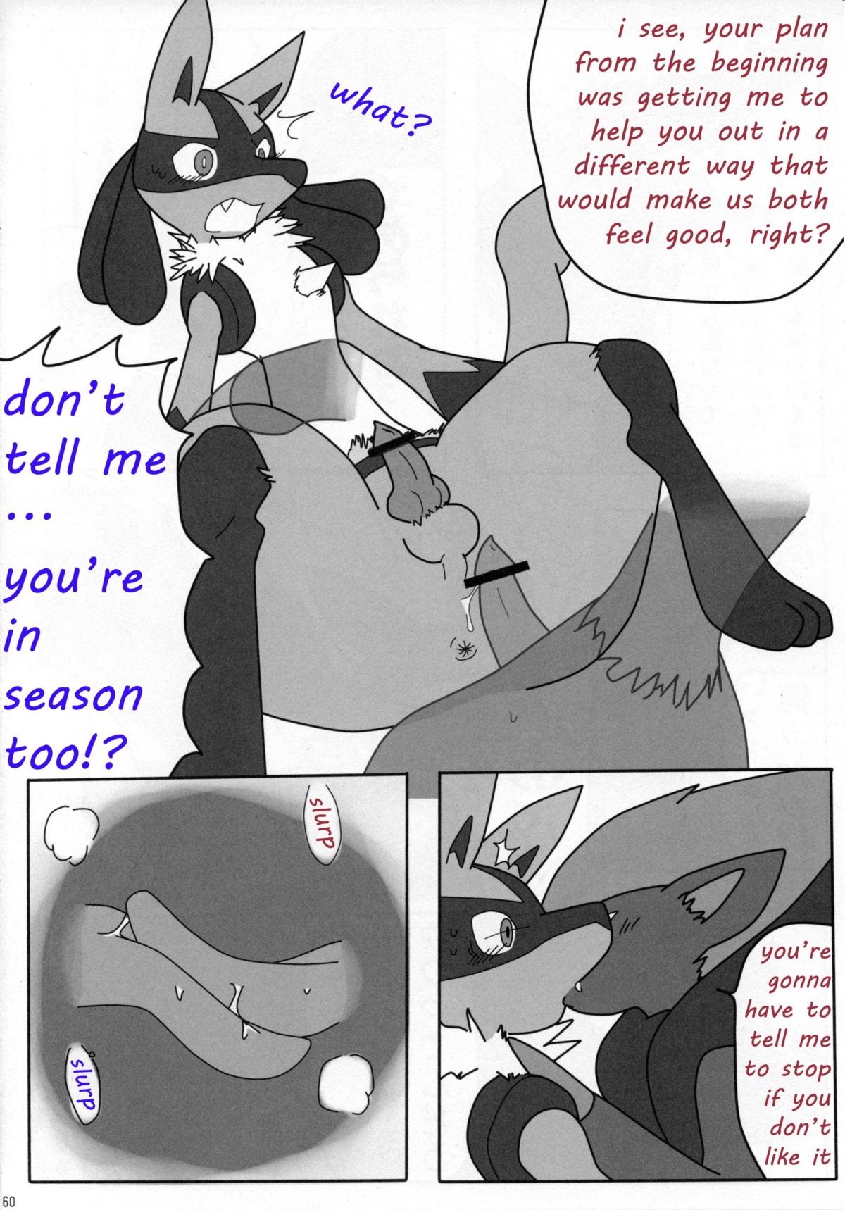 anthro anus canine furry gay kissing knot lucario male nintendo no_humans pokemon pokemon_(species) precum rule34 zoroark