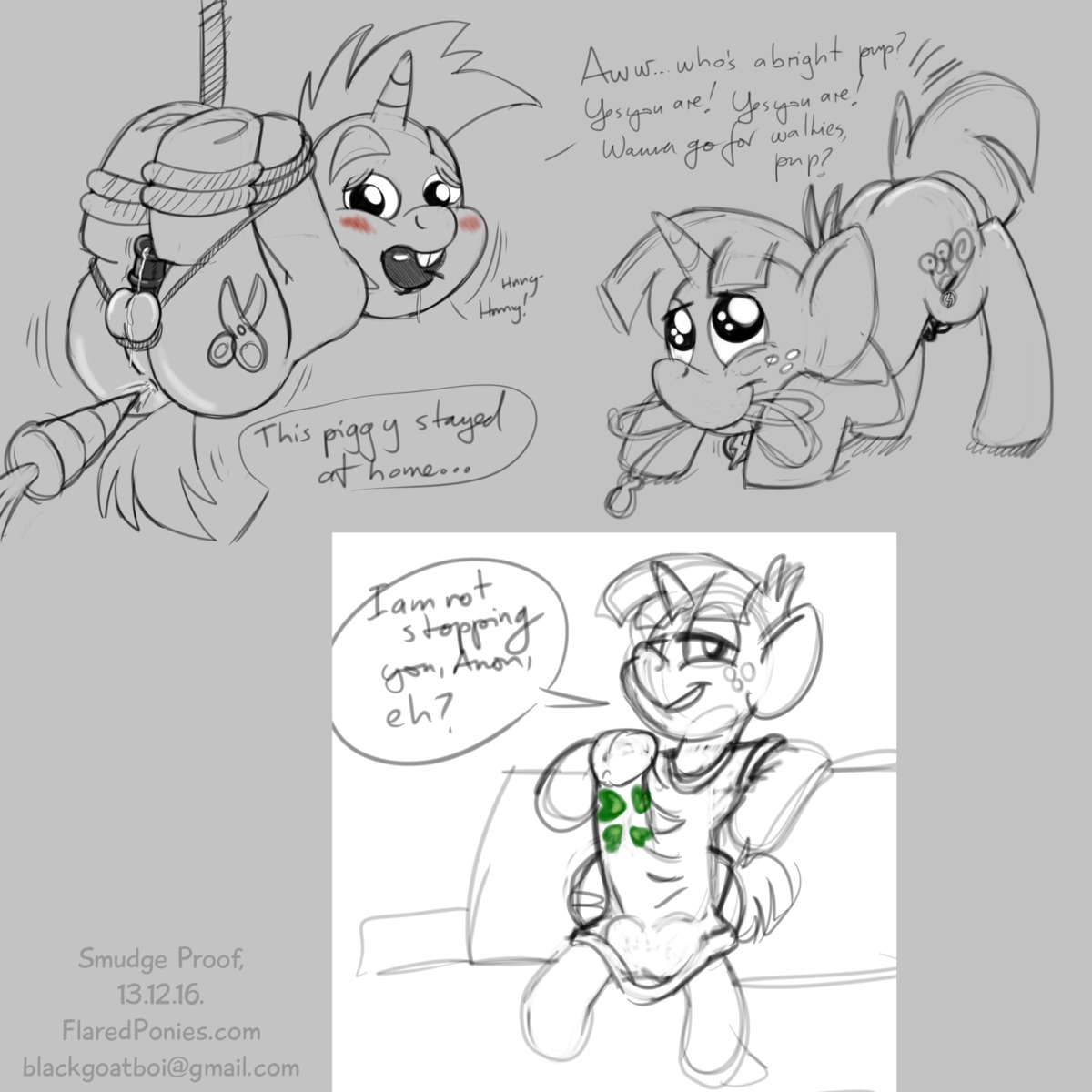 1:1 2013 4chan apple bdsm blush bondage bound carrot clothed clothing collar digital_drawing_(artwork) digital_media_(artwork) e621 equid equine erection erection_under_clothing feral food friendship_is_magic fruit genitals group hasbro hi_res horn hyper leash male mammal my_little_pony mythological_creature mythological_equine mythology penis petplay plant puppyplay roleplay shirt shota sketch smudge_proof snails_(mlp) snips_(mlp) suspension topwear unicorn vegetable young young_feral young_male