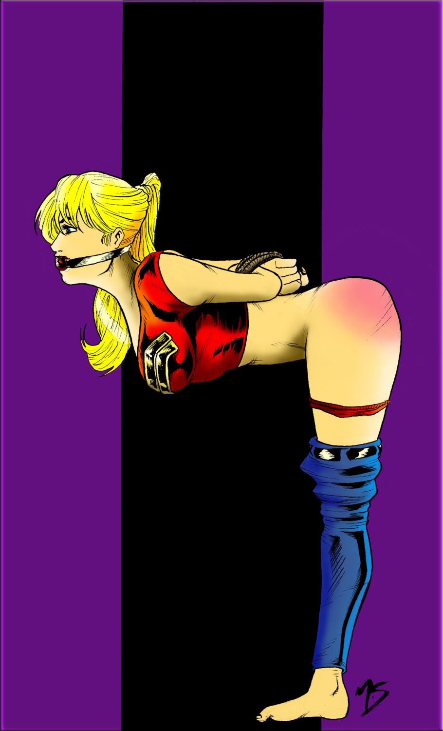 1girls ass blonde_hair bondage cassie_sandsmark clubbuttplug dc dc_comics female female_only gag rule34 solo superheroine teen_titans wonder_girl wonder_girl_(cassie_sandsmark) wonder_woman_(series)