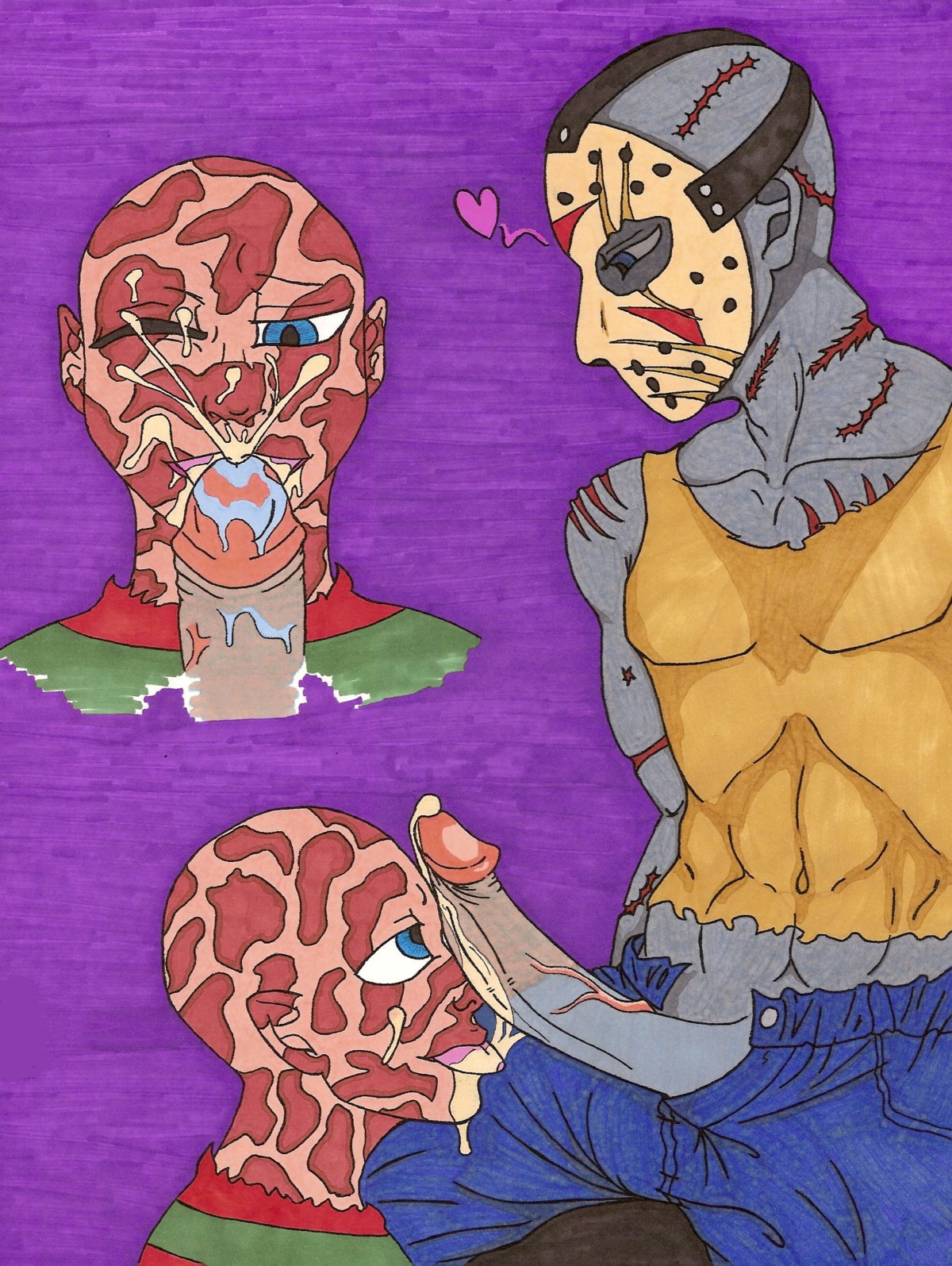 boner erection freddy_krueger friday_the_13th jason_voorhees male male_only nightmare_on_elm_street rule34 tagme