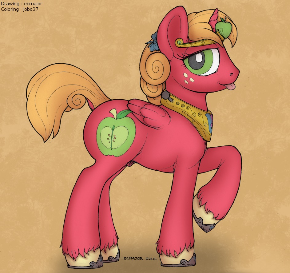 2013 accessory animal_genitalia big_macintosh_(mlp) bow_(feature) bow_accessory bow_ribbon clothing colored crossgender crown curly_hair cutie_mark dock_(anatomy) e621 ecmajor equid equine eyelashes feathered_wings feathers femboy feral fetlocks footwear freckles friendship_is_magic fully_sheathed fur genitals green_eyes hair hair_accessory hair_bow hair_ribbon hasbro headgear hooves horn horseshoe jewelry jobo37 looking_at_viewer male mammal my_little_pony mythological_creature mythological_equine mythology orange_hair raised_leg raised_tail red_body red_fur ribbons sheath shoes simple_background solo tail text tiara tongue tongue_out winged_unicorn wings