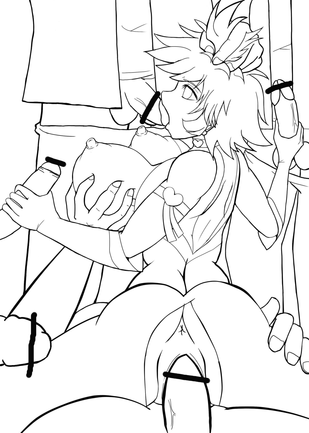 1girls 2011 android ass breasts choker cutie_honey cutie_honey_(character) faceless_male female fucked_by_villain gangbang hair_grab heart honey_kisaragi large_breasts lineart male nipples oral penis pussy rule34 sabrina_(pansuto) sex short_hair surrounded_by_penises vaginal_penetration