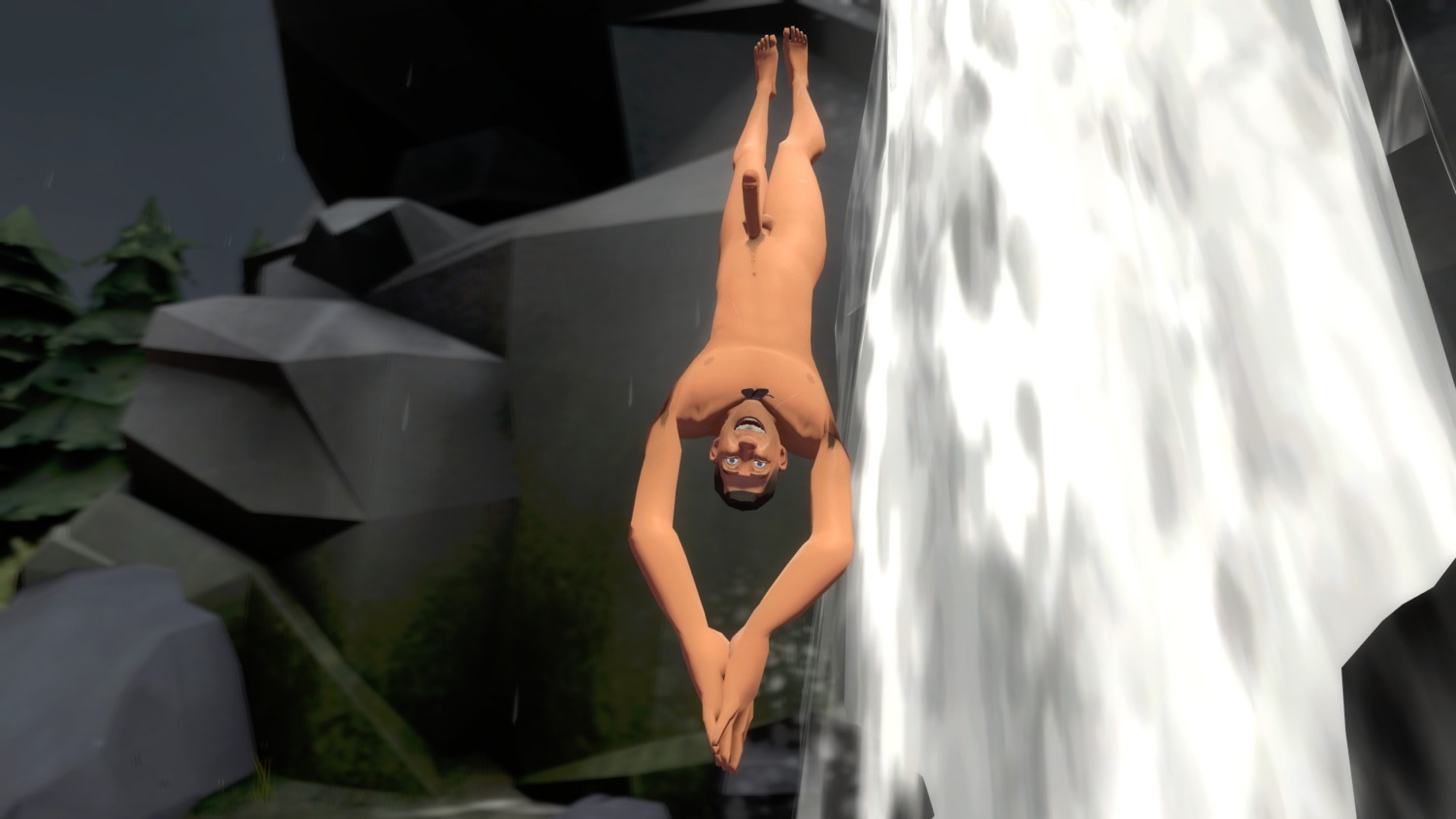 1boy 3d artist_request completely_nude diving dog_tags erect_penis erection female garry's_mod human human_male human_only male male_only nude nude_female nude_male penis pleasure_face rule34 scout_(team_fortress_2) smile solo team_fortress_2 waterfall