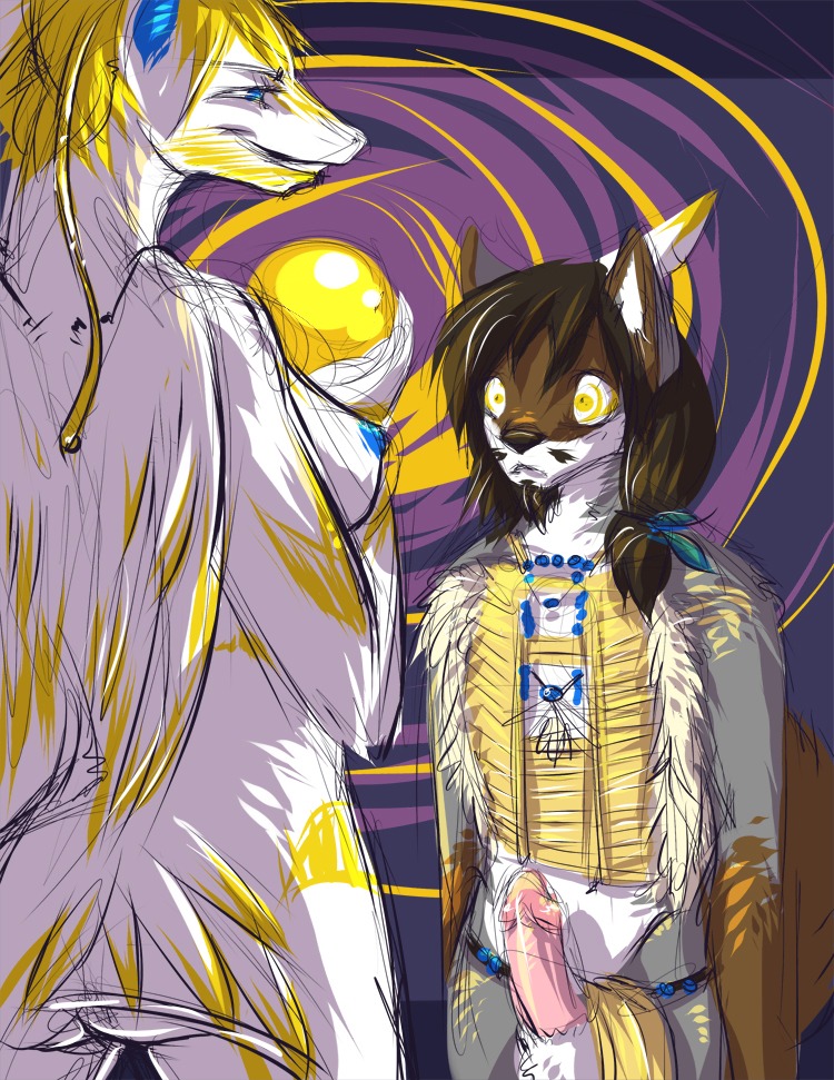 anthro bat breasts canid canine canis coyote danji-isthmus digital_drawing_(artwork) digital_media_(artwork) duo e621 erection female genitals hybrid hypnosis interspecies male male/female mammal mind_control orb penis ringed_eyes sketch