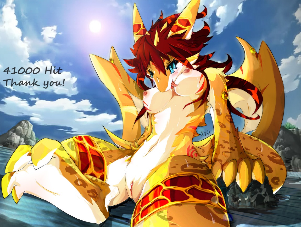 anthro blue_eyes blush bodily_fluids breasts clitoris cloud dragon dragoon86 e621 feet female genitals hindpaw horn licking looking_at_viewer markings mythological_creature mythological_scalie mythology nipples non-mammal_breasts non-mammal_nipples nude outside paws rock scalie seaside sky solo spots spread_legs spreading sun sweat tail tongue tongue_out vulva water wings