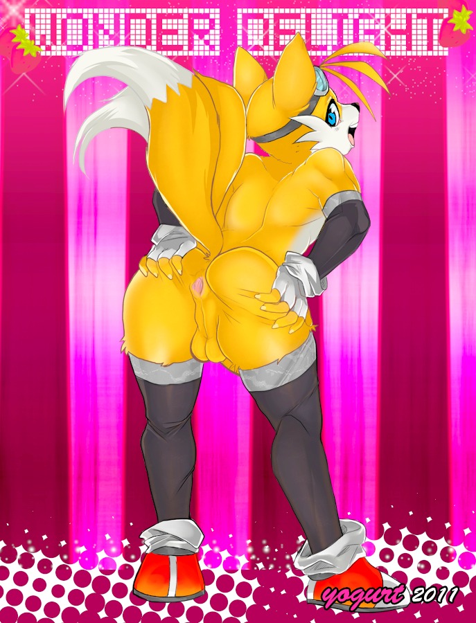 2011 anthro anthrofied anus backsack balls butt canid canine clothing digital_media_(artwork) dipstick_tail e621 erection eyewear femboy footwear fox genitals gloves goggles handwear legwear male mammal markings miles_prower milkcrown penis presenting presenting_hindquarters rear_view sega socks solo sonic_the_hedgehog_(series) spread_butt spreading tail tail_markings thigh_highs
