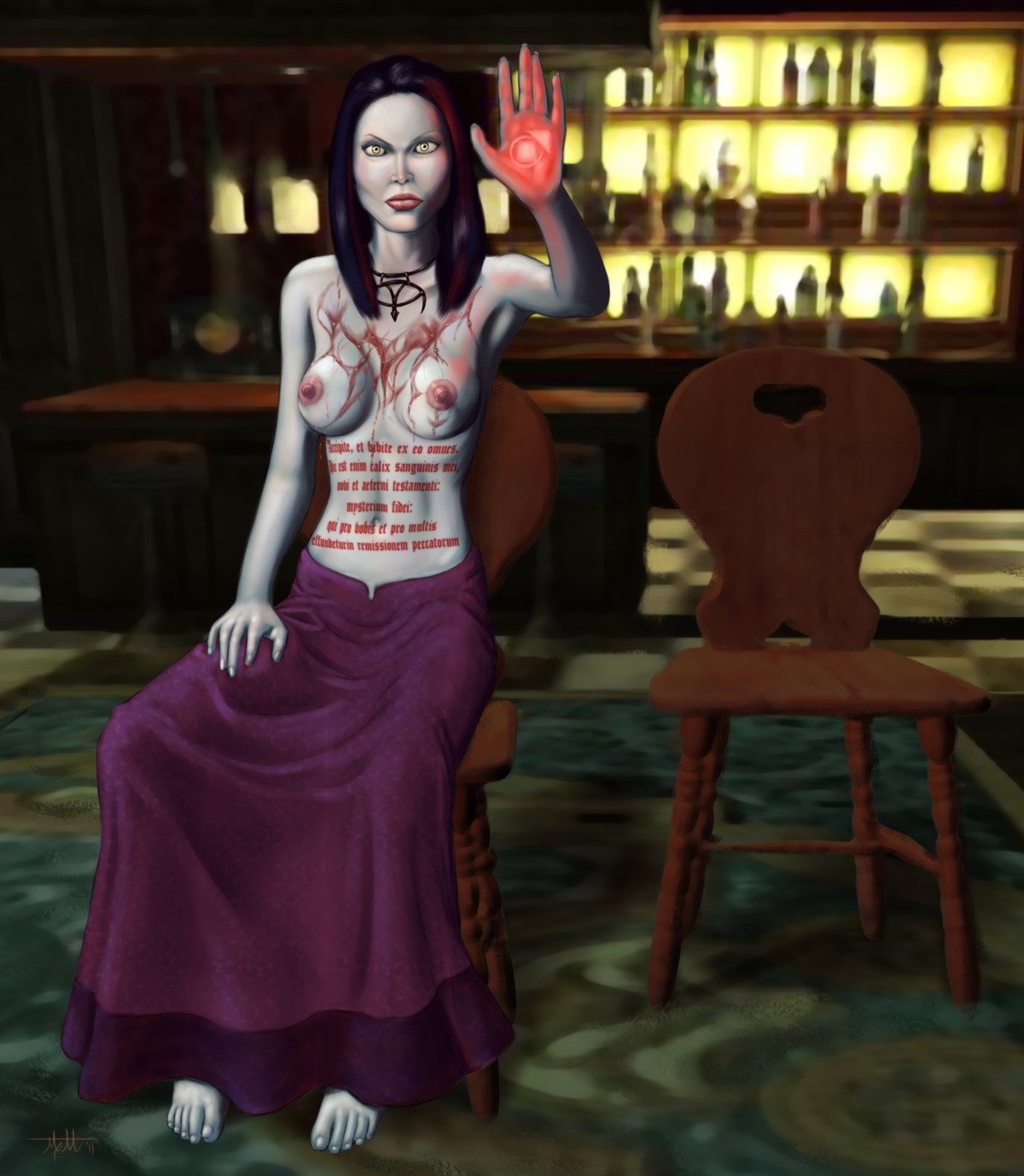 1girls 2d female female_only latin_text pale_skin rule34 solo solo_female tagme text tremere umbrafox vampire vampire_the_masquerade vampire_the_masquerade_bloodlines world_of_darkness