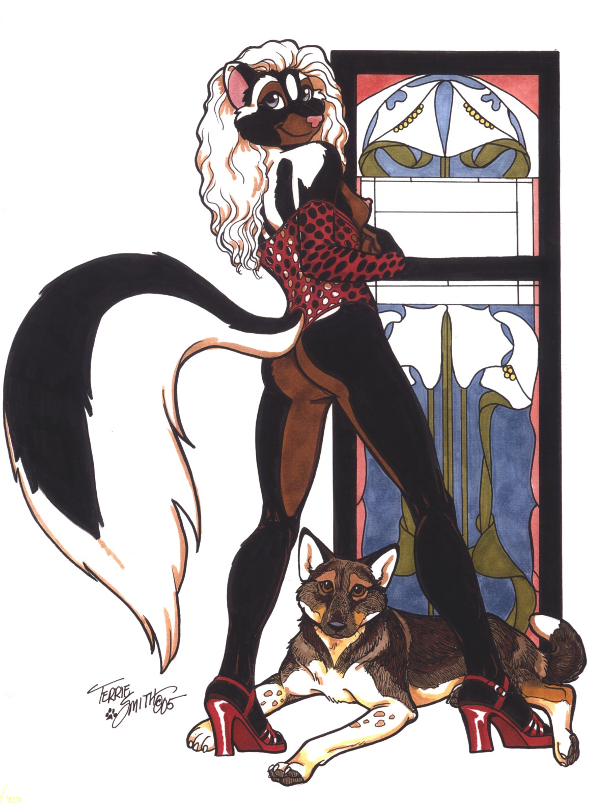 2005 anthro ass bottomless breasts canine female furries_with_pets furry high_resolution pet rule34 sideboob skunk terrie_smith