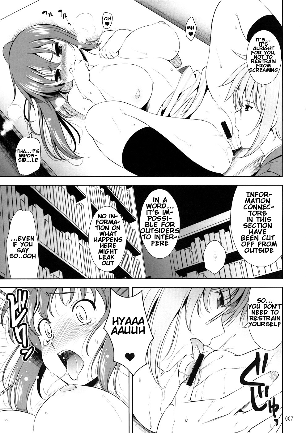 breasts censored clothing comic cunnilingus english_text female goromenz kyon kyonko large_breasts nagato_yuki oral_sex page_7 rule34 rule_63 suzumiya_haruhi_no_yuuutsu yasui_riosuke