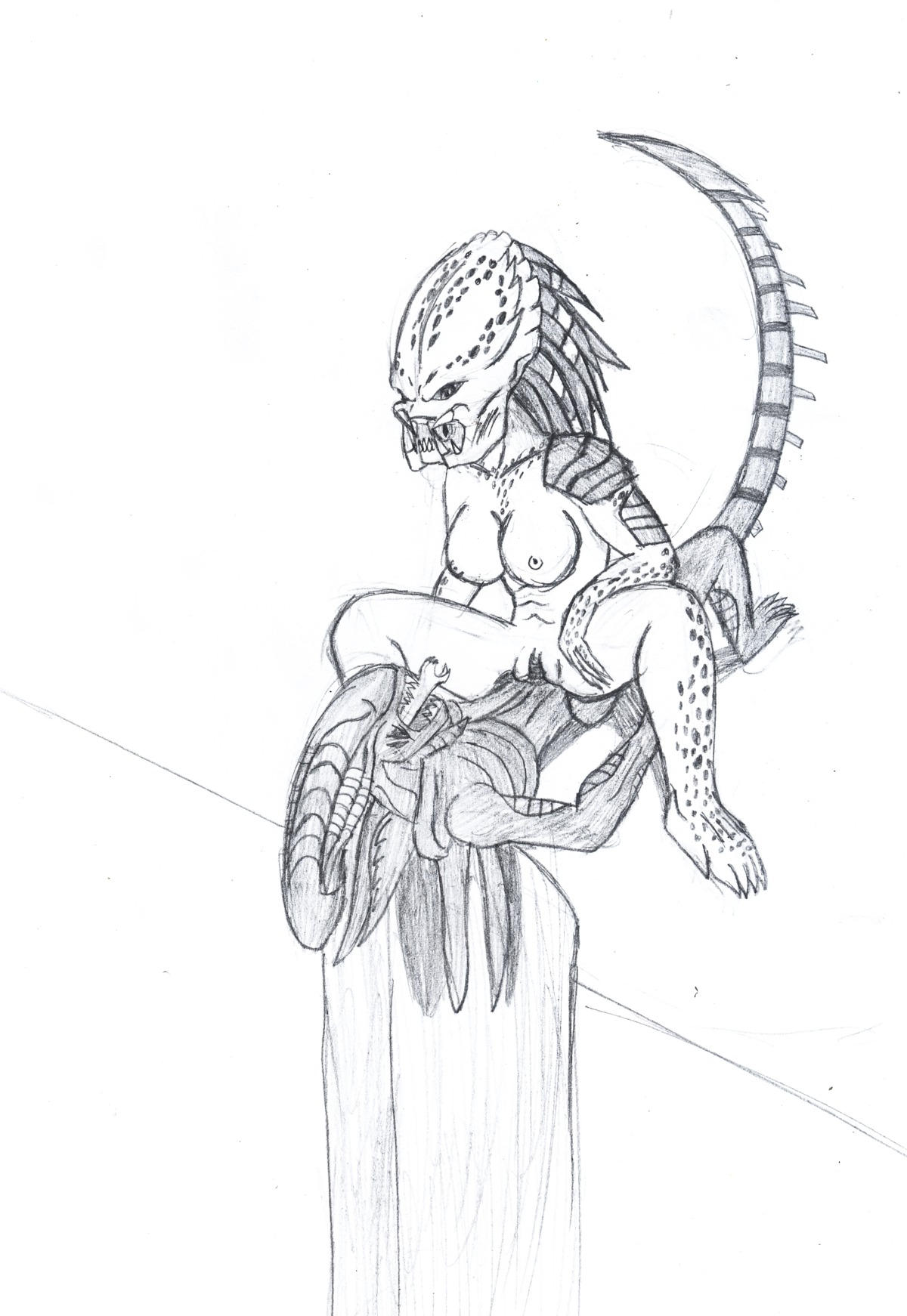 2012 absurd_res alien alien_(franchise) alien_vs._predator_(franchise) black_and_white breasts claws cowgirl_position darkness789 duo e621 fangs female female_on_top female_penetrated from_front_position genitals greyscale hair hi_res humanoid humanoid_genitalia humanoid_vulva interspecies male male/female male_on_bottom male_penetrating male_penetrating_female monochrome muscular muscular_female nipples non-mammal_breasts non-mammal_nipples on_bottom on_top open_mouth penetration predator_(franchise) sex simple_background straddling tail teeth vulva white_background xenomorph yautja