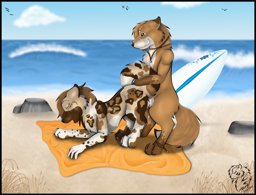 2008 all_fours beach canine closed_eyes female feral from_behind josepaw male necklace penetration penis pussy raised_tail rule34 seaside sex straight surfboard tail vaginal_penetration