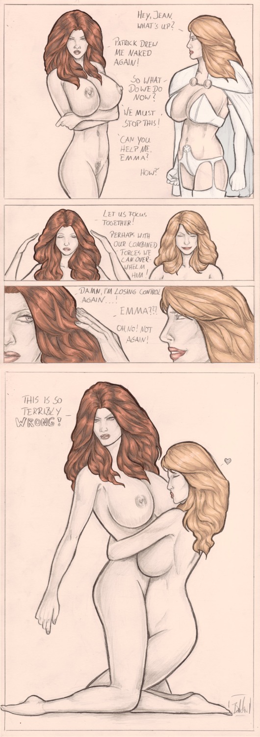 emma_frost female jean_grey marvel marvel_comics patrick_butcher rule34 straight_hair white_queen x-men