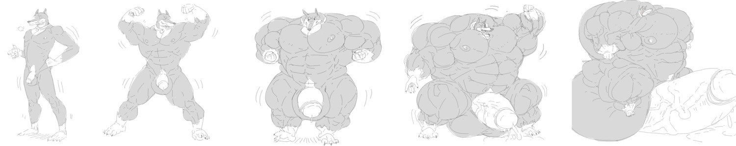 anthro balls big_balls big_muscles big_penis blitz_(road_rovers) bodily_fluids canid canine canis circumcised cum dobermann domestic_dog e621 ejaculation erection flaccid genital_fluids genitals greyscale growth hands-free hi_res huge_balls huge_muscles huge_penis humanoid_genitalia humanoid_penis humanoid_pointy_ears hyper hyper_balls hyper_genitalia hyper_muscles hyper_penis long_image male mammal monochrome muscle_growth muscular muscular_anthro muscular_male nipples orgasm penis pinscher pointy_ears road_rovers solo unknown_artist wide_image