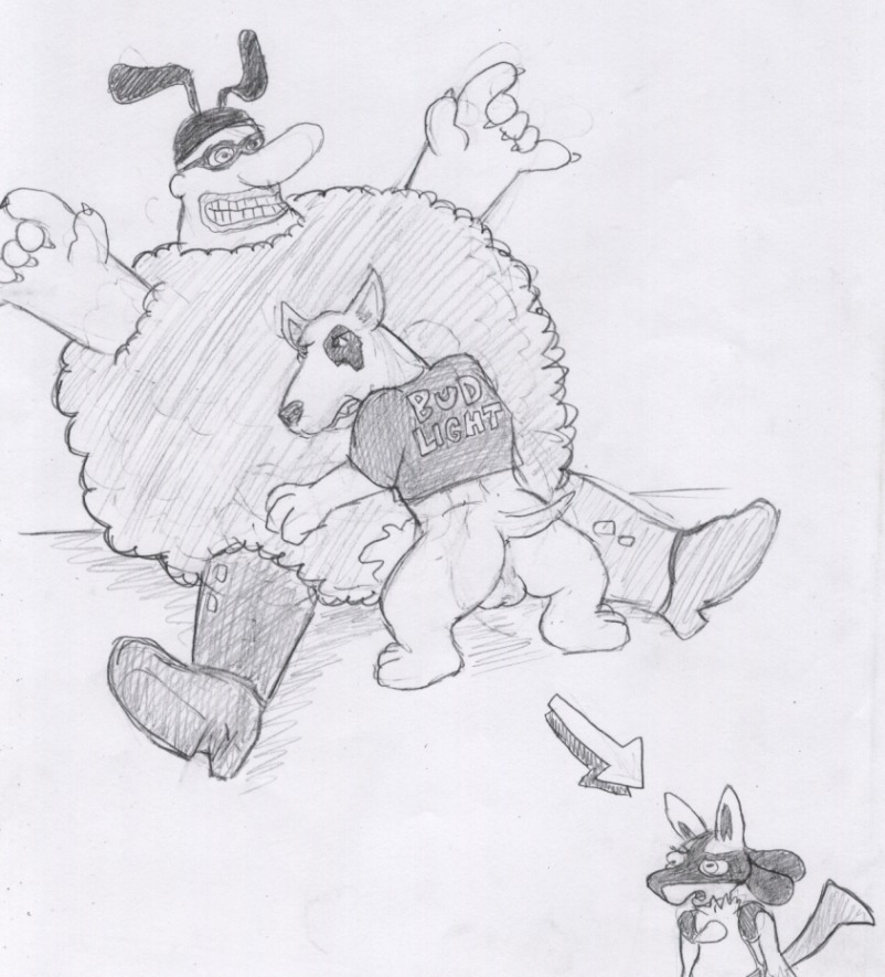 blue_meanie budweiser furry lucario male male_only mascot pokemon pokemon_(species) rule34 spuds_mackenzie yellow_submarine