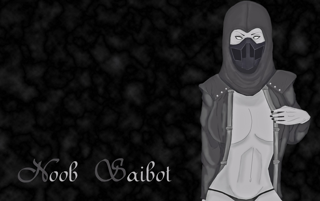 1girls artist_request female female_only greyscale mortal_kombat noob_saibot rule34 rule_63 solo tagme uncensored